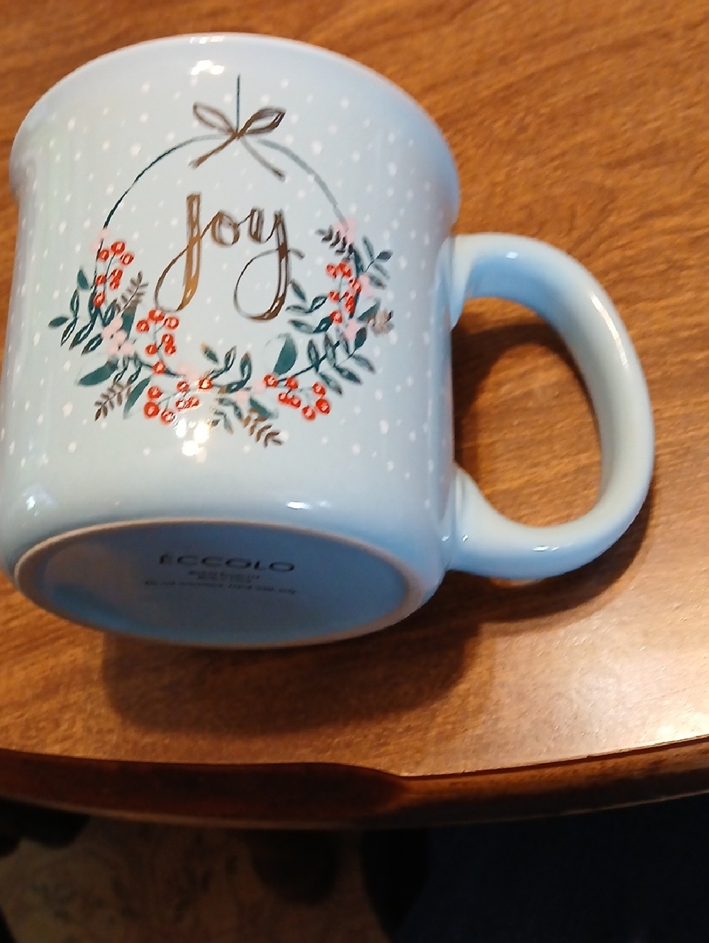 Eccolo Light Blue 'Joy' Wreath Ceramic Mug